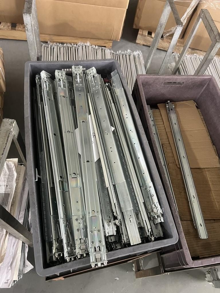 Finished rail kits boxed with hardware before export packing