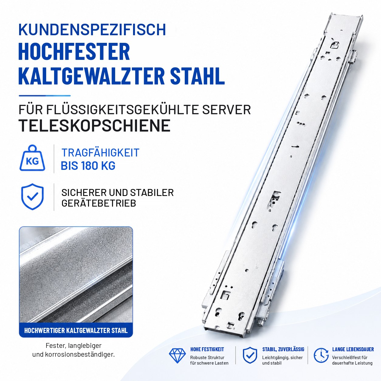 Teleskop-Serverschiene von MetrixSlide aus hochfestem kaltgewalztem Stahl