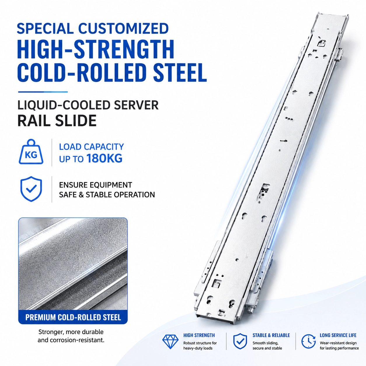 MetrixSlide high-strength cold-rolled steel server rail slide